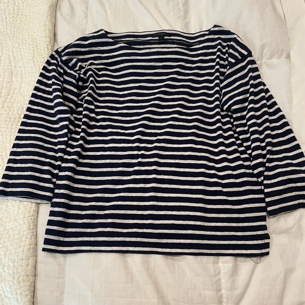 J. Crew Navy and White Striped Shirt